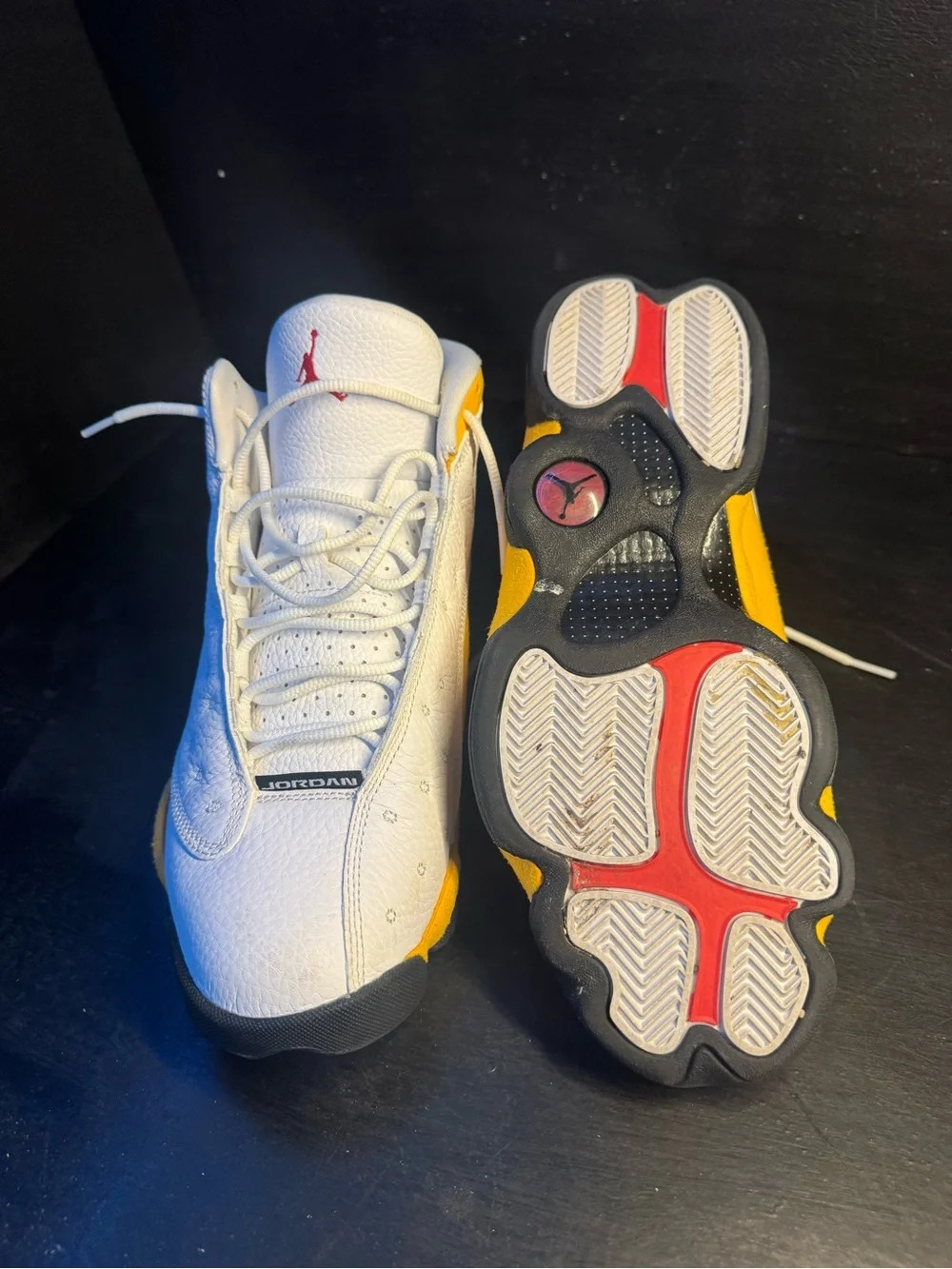 Jordan 13 White and Yellow High-Top Sneakers